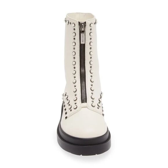 NIB Jimmy Choo Nola Studded Boot - Latte / Pearl - Designer Combat Boots $1395 M - Picture 3 of 6
